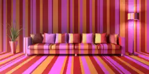 Rotes Sofa mit Streifen